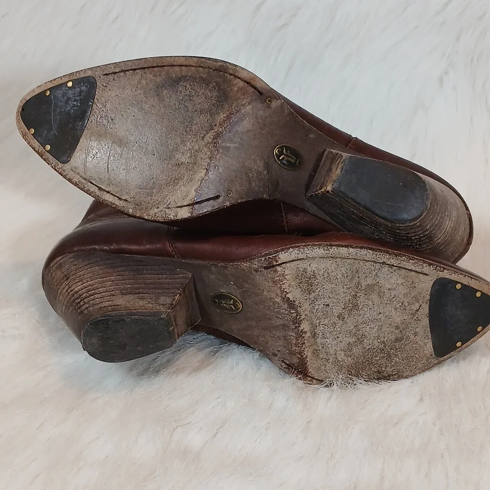 Frye Rich Brown Leather Ankle Booties Women's Sz 8.5 - Picture 8 of 12